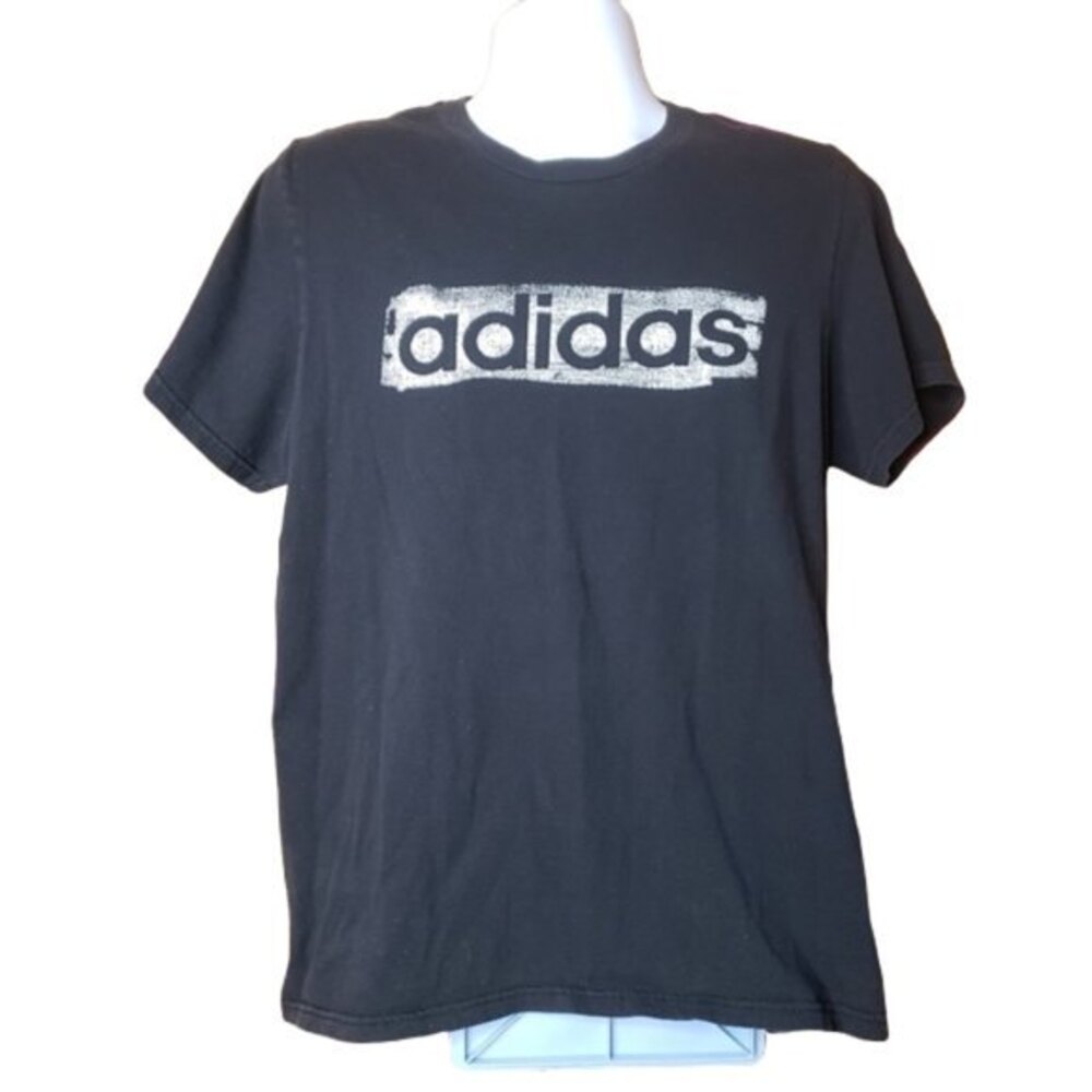 ADIDAS T SHIRT BLACK / WHITE LOGO GRAPHIC T SIZE LARGE
